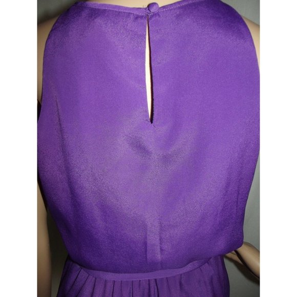 EXPRESS X-Small Purple & Black Sleeveless Keyhole Elastic Waist Dress (XS 0-2) - Picture 8 of 10
